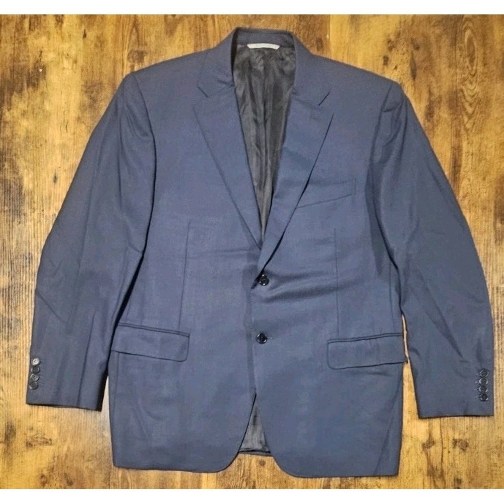 Canali Classic Fit Travel Water-Resistant Navy Wool Blazer Navy Blue Size 46